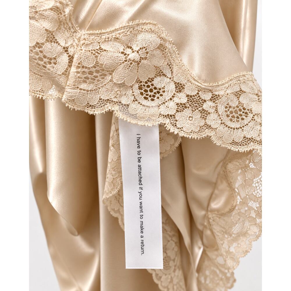Reformation Florence Silk Dress Almond Size 10 NWT Lace Trim Midi Dress - Picture 8 of 8